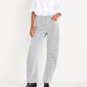 NWOT Old Navy High Waisted Baggy Barrel Jeans Striped sz 2